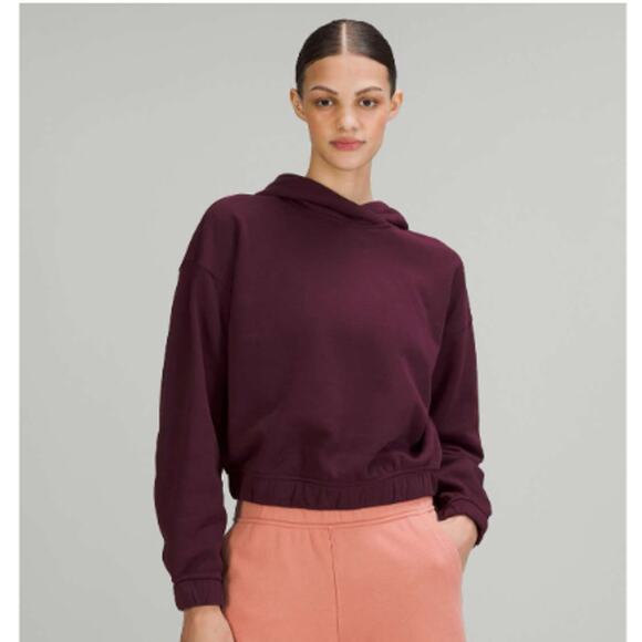 Lululemon Relaxed Cropped Hoodie Cassis Burgundy Terry Fabric 6 - Picture 1 of 6